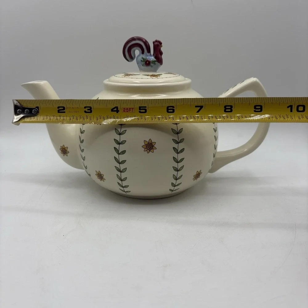 Vintage Y2K‎ Teapot & Sugar Bowl w/ Rooster Decoration Country Style Farmhouse